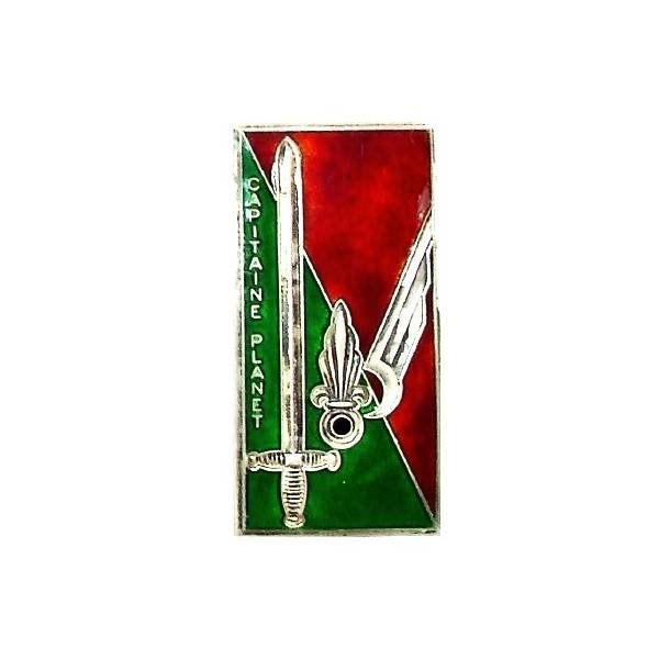 En argent , Promotion EOR 1974 Coëtquidan Capitaine Planet , 2° Régiment Etranger Parachutiste, épingle à pivot, matriculé 010