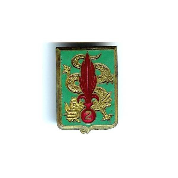 2° Régiment Etranger d'Infanterie en Extrême-Orient , grand écu, grenade sur dragon, attache recollée