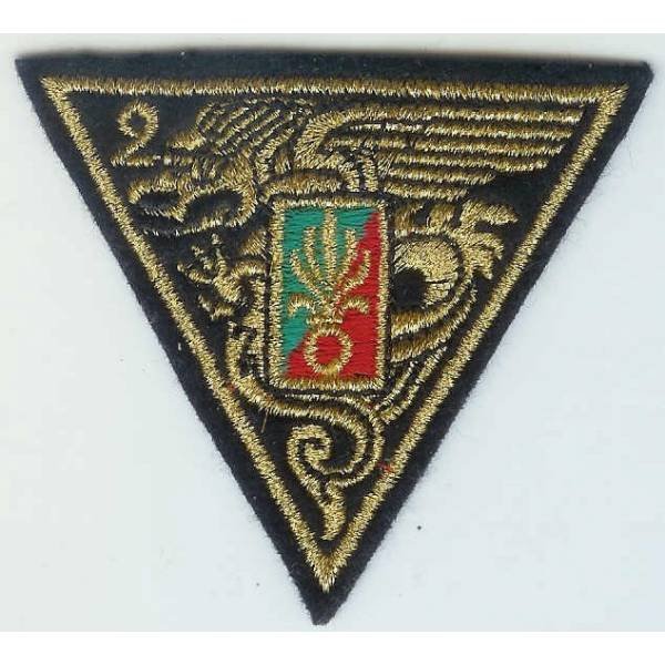 2° Régiment Etranger Parachutiste , tissu brodé de fils d'or, 77x70 environ