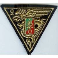 2° Régiment Etranger Parachutiste , tissu brodé de fils d'or, 77x70 environ