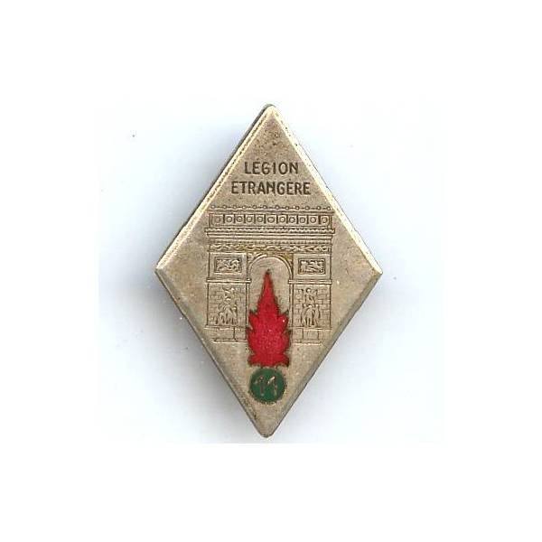 11° REI, argenté, grenade émaillée, attache ressoudée