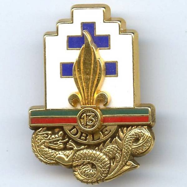 13° DBLE, grenade rapportée, vert / rouge, tirage 2001