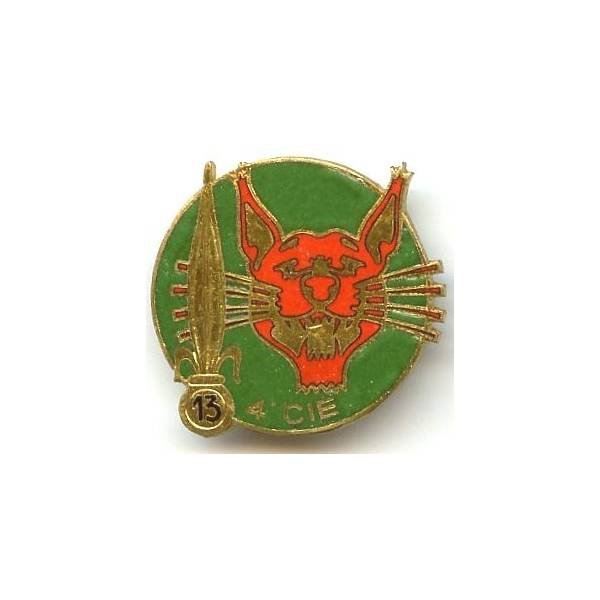 13° DBLE / 4° Compagnie , tête de lynx, matriculé, attache cassée