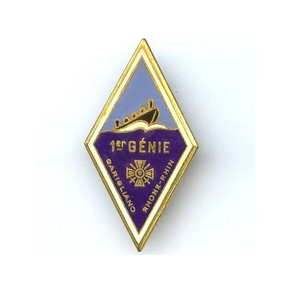 1° Rgt de Génie, losange, résine, dos guilloché, boléro D