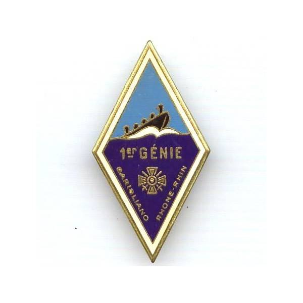 1° Rgt de Génie, losange, résine, guilloché, boléro oblong