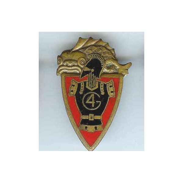 4° Régiment du Génie, fond rouge, émail grand feu