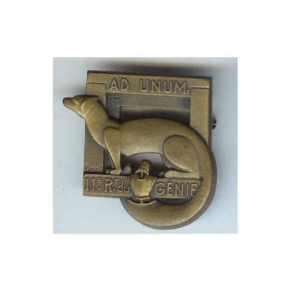 11° Régiment du Génie, tout métal évidé, bronze