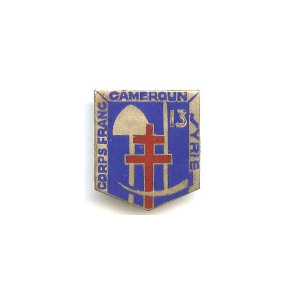 13° Bataillon de Génie / 2° Division Blindée , Corps Franc Cameroun Syrie, épingle à nourrice