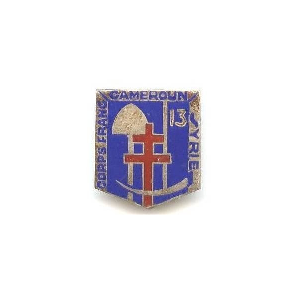 13° Bataillon de Génie / 2° Division Blindée , Corps Franc Cameroun, Syrie, épingle à nourrice