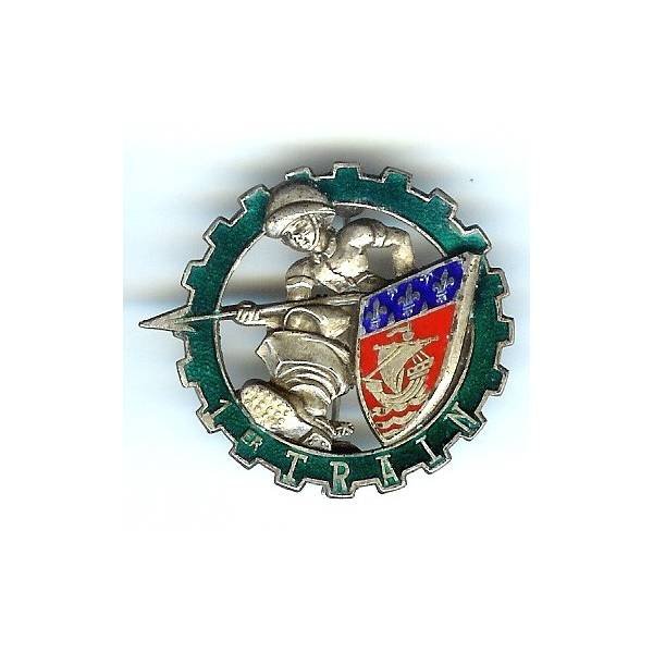 1° Régiment du Train , Petit Poucet, armes de Paris, émail, bleu translucide, attache sécu