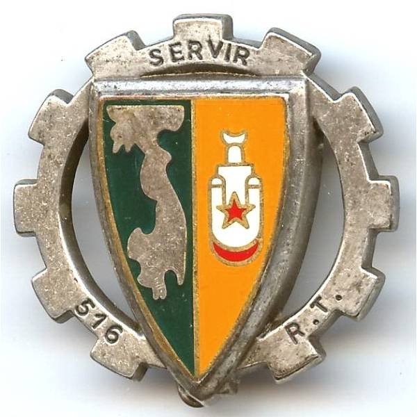 516° Régiment du Train, relief, épingle sertie