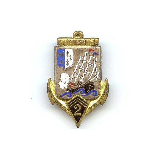 2° Rgt d' Infanterie de Marine, émail, dos argenté, boléro D