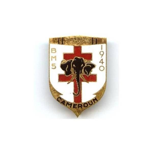 Bataillon de Marche 5 de la 1° Division de la France Libre , Cameroun, éléphant, épingle de nourrice