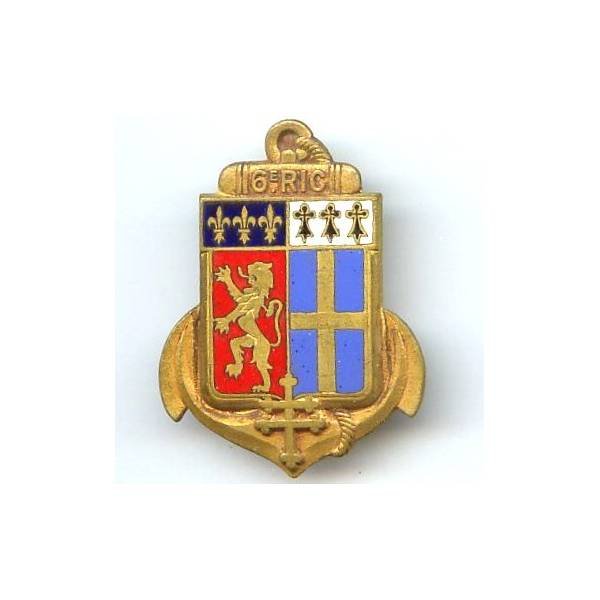 6° Rgt d'Infanterie Coloniale , 3 hermines, boléro rectangle, Courtois Paris en arc