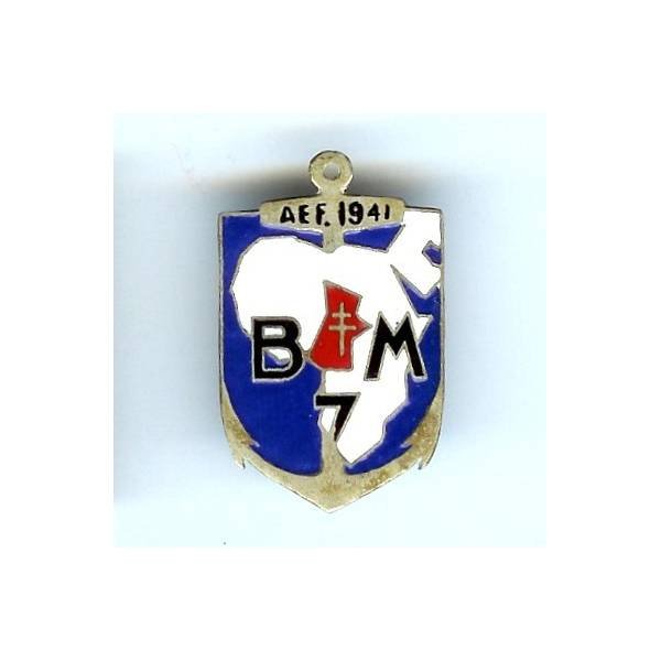 Bataillon de Marche 7 / 1° Division de la France Libre , Afrique Equatoriale Française 1941, émail, retirage