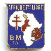 Bataillon de Marche 10 / 1° Division de la France Libre , Afrique Française Libre, 36 mm, éclats