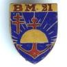 Bataillon de Marche 21 / 1° Division de la France Libre , avec sigle, léger éclat
