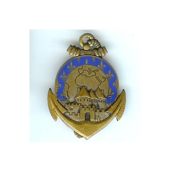 24° Rgt d'Infanterie Coloniale / Centre d'Instruction , émail, dos lisse doré, 1 boléro lisse, patiné