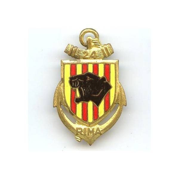 24° Rgt d'Infanterie de Marine , tête de panthère, lettres relief, émail