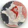 Commandos d'Afrique , voile rouge sur carte de France, rond, "sans pitié", aluminium peint