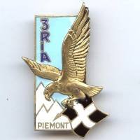 3° Régiment d'Infanterie Alpine , Piémont, aigle, émail, 2 boléros Drago