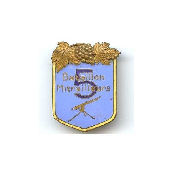 5° Bataillon de Mitrailleurs , grappe de raisins, mitrailleuse au centre, léger éclat