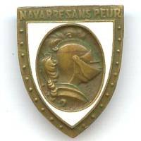 5° Régiment d'Infanterie , Navarre sans peur, écu bronzé, fond d'émail blanc