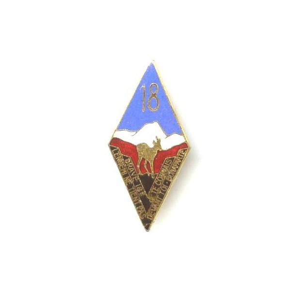 18° Régiment d'Infanterie , Isard, losange, sans croix, retirage émail