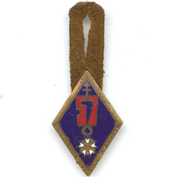 57° Régiment d'Infanterie , le terrible que rien n'arrête, sur cuir, très patiné