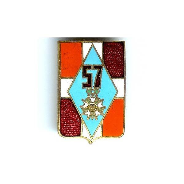 57° Régiment d' Infanterie, rouge et orange, émail