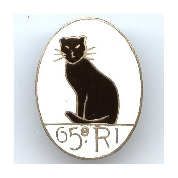 65° Régiment d'Infanterie , ovale, chat noir sur fond blanc