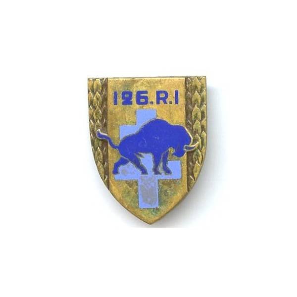 126° Régiment d'Infanterie , bison bleu, guillochage irrégulier, 2 boléros Drago