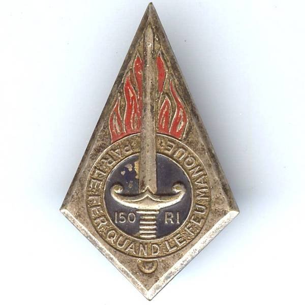 150° Rgt d' Infanterie, par le fer..., peint, patiné