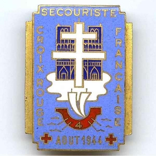 Croix Rouge Française / Secouriste 4 Août 1944, matriculé