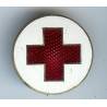 Croix Rouge sur fond blanc, rond d 34, émail