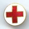 Croix Rouge sur fond blanc, rond d 28, émail
