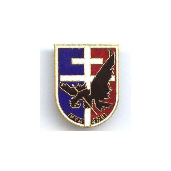 Forces Terrestres Antiaériennes / 2° Division Blindée , FFL, aigle noir, Courtois latéral en arc