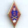 2° Régiment d'Artillerie , fond de la devise et 2 rouges, émail