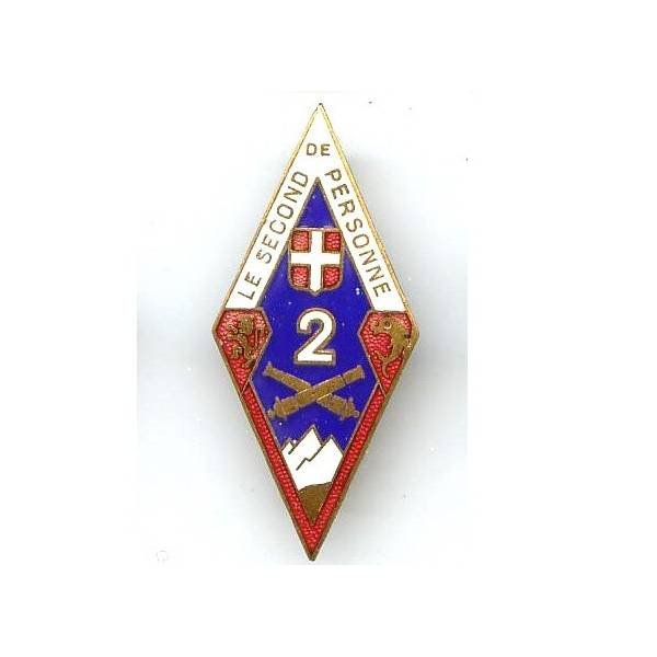 2° Régiment d'Artillerie , fond de la devise et 2 blancs, dos grenu