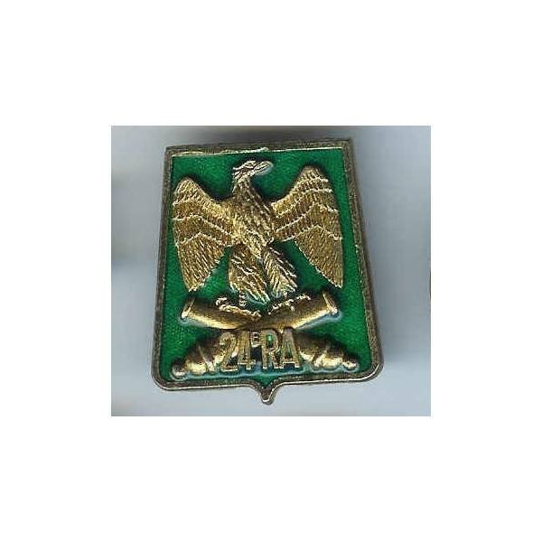 24° Rgt d' Artillerie, fond vert, matriculé