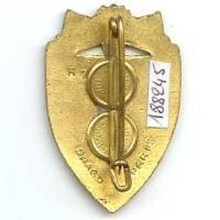 25° Rgt d' Artillerie, émail, dos lisse doré, 2 boléros D