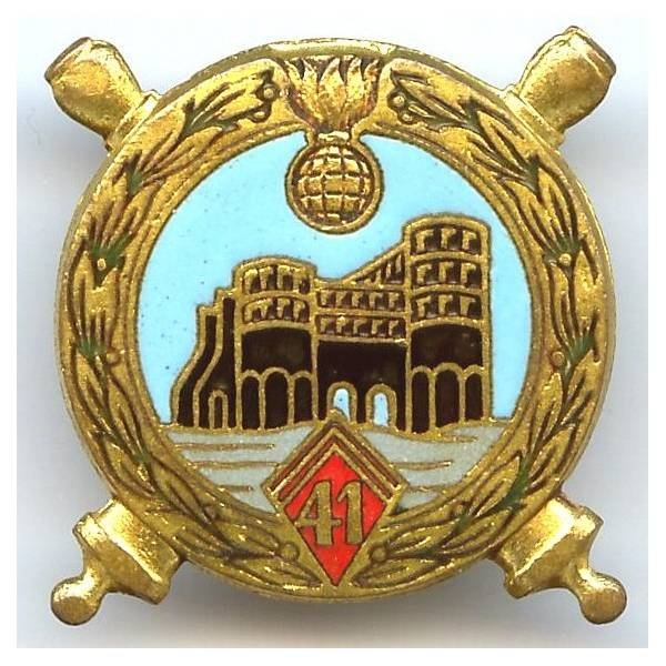 41° Rgt d' Artillerie, émail, bleu clair, 2 boléros lisses