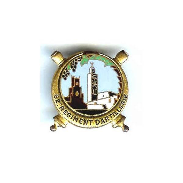 62° Rgt d' Artillerie, émail, dos lisse