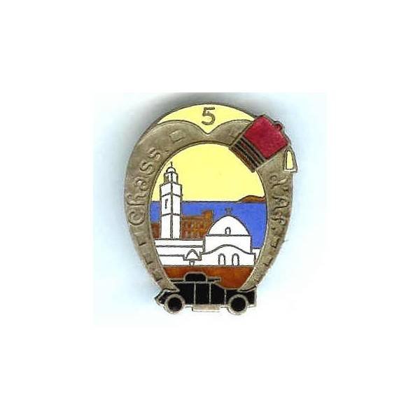 5° Régiment de Chasseurs d'Afrique , fer à cheval, mosquée blanche, fez rouge et auto-mitrailleuse, boléro oxydé