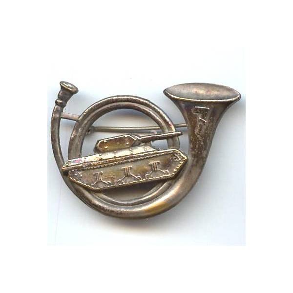 7° RCA, char dans cor, insigne de bérêt, patiné