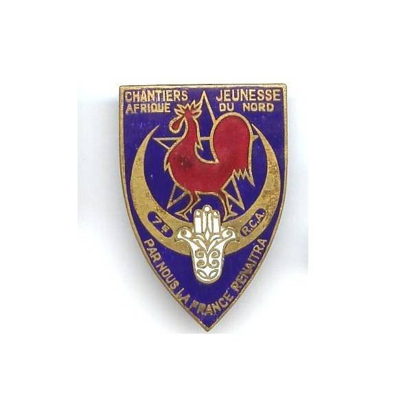 7° Régiment de Chasseurs d'Afrique / Chantiers de Jeunesse en AFN , coq rouge fonçé
