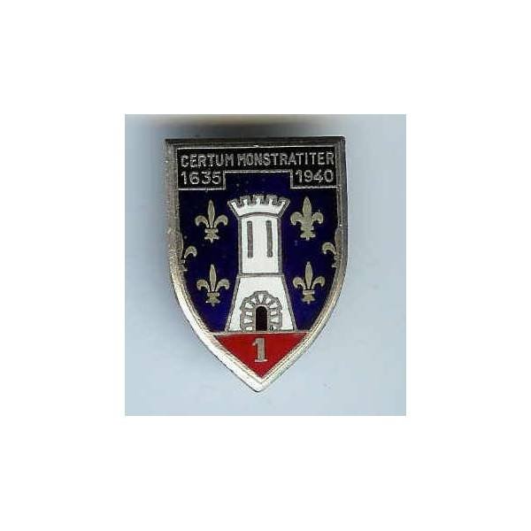 1° Rgt de Cuirassiers, émail grand feu, attache dessoudée
