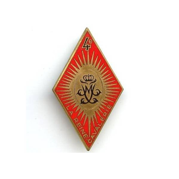 4° Régiment de Cuirassiers , la reine cavalerie , losange, émail