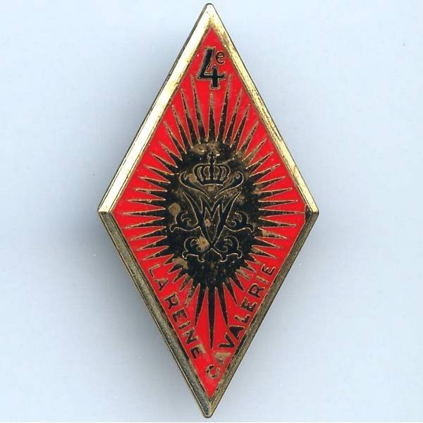 4° Régiment de Cuirassiers , la reine cavalerie , losange, résine, anneaux