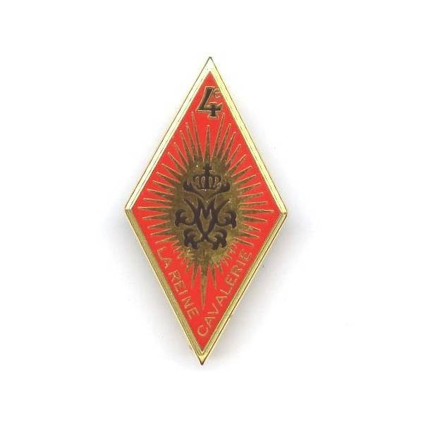 4° Régiment de Cuirassiers , la reine cavalerie , losange, résine, épingle sertie